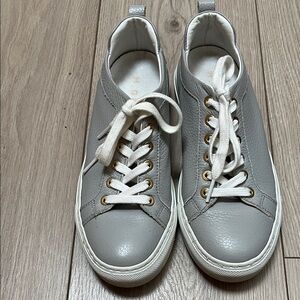 M. Gemi Gray leather Women's Sneakers from Italy 37.5/US 7